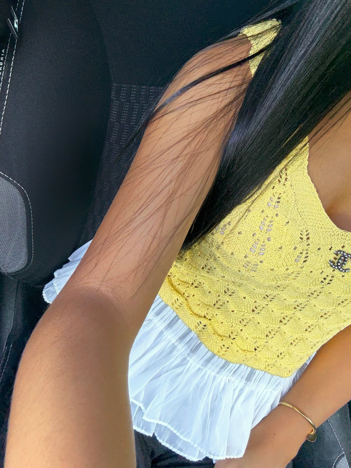 TOP JAUNE CROCHET AVEC VOLANTS