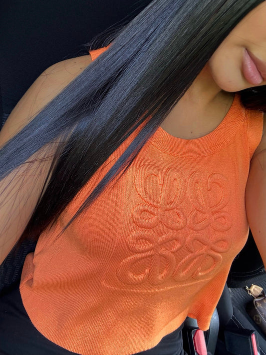 CROP TOP ORANGE AVEC LOGO